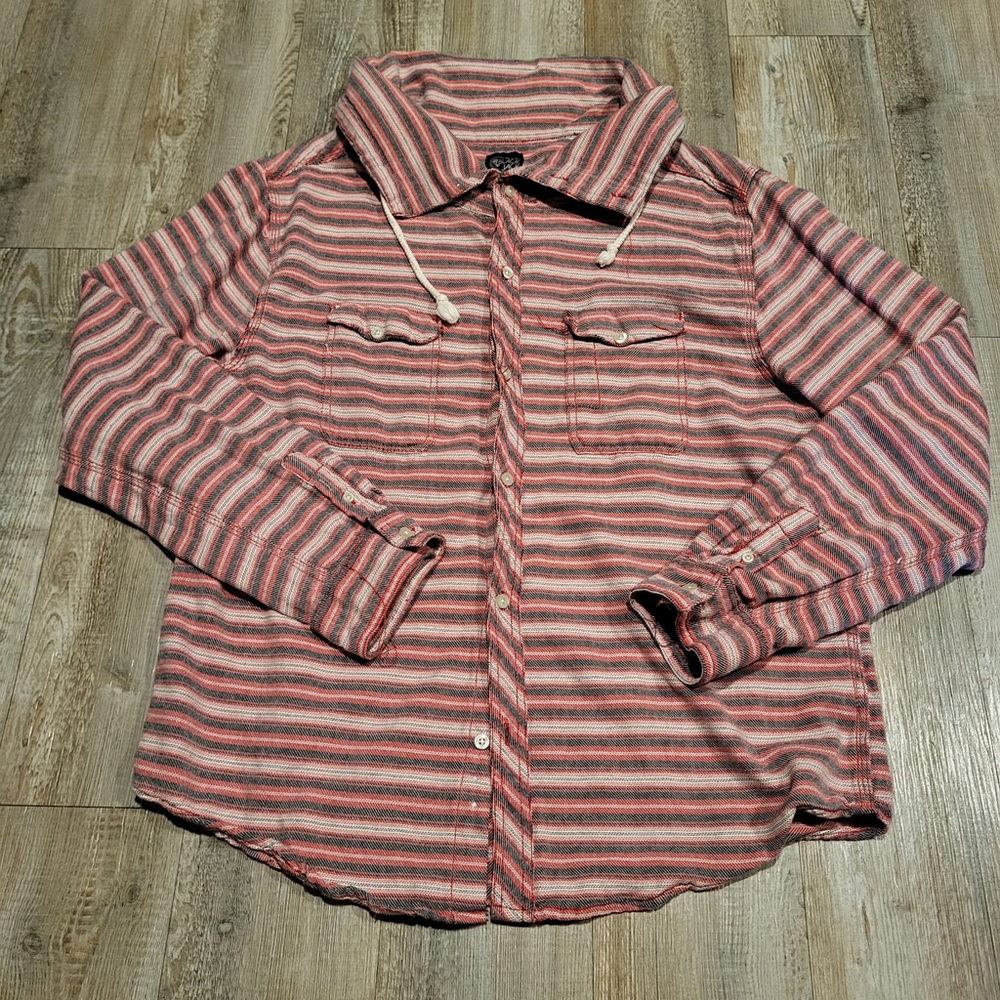 Black Jack Long Sleeve Button Up Shirt with Cowl Neck Women's Size XL